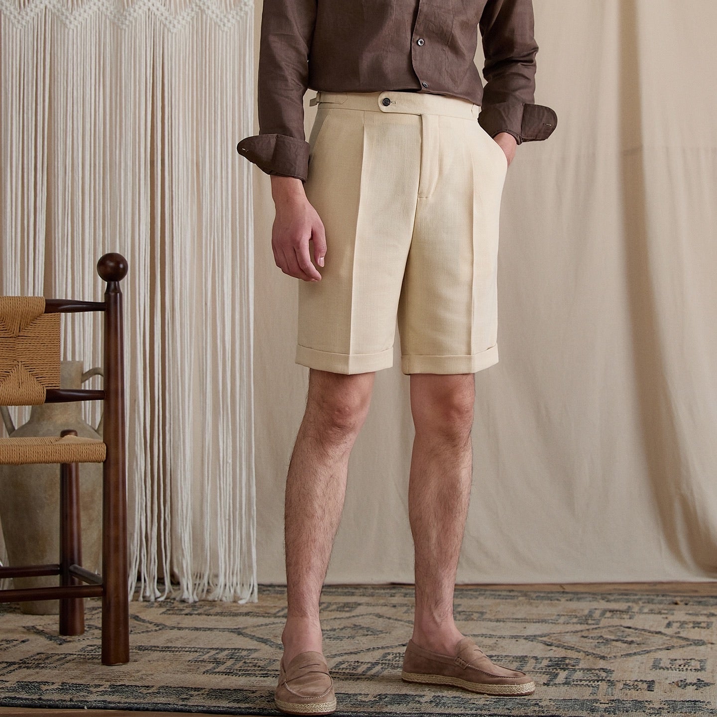 Naples Pleated High-Rise Shorts