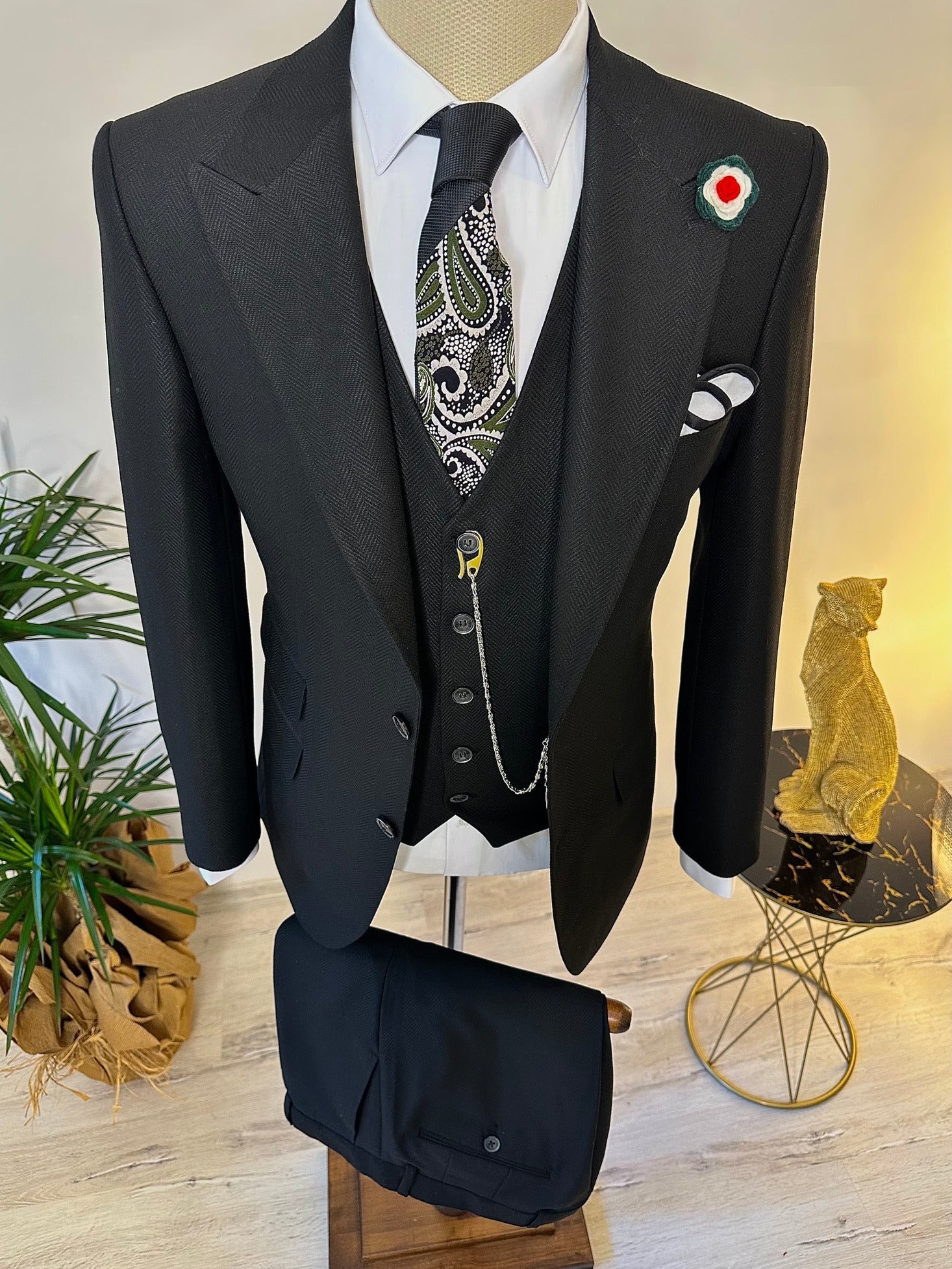 Black Slim-Fit Suit 3-Piece VIOSSI