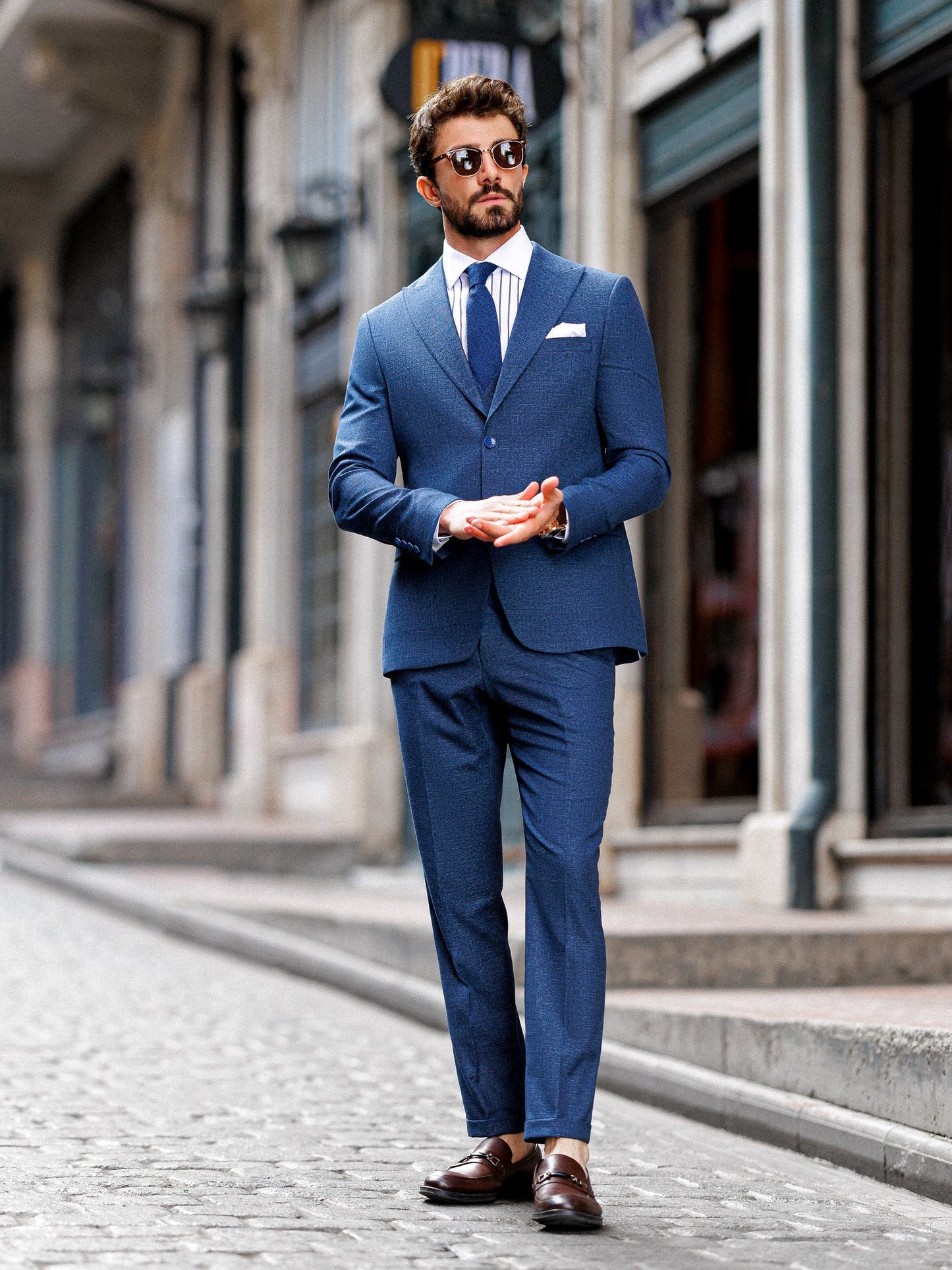 Navy Slim-Fit Suit 3-Piece VIOSSI