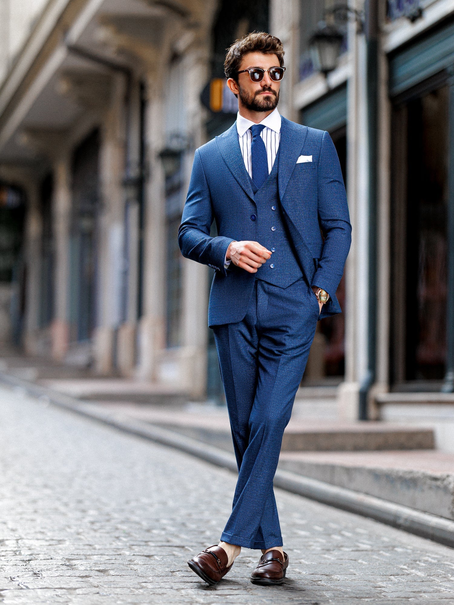 Navy Slim-Fit Suit 3-Piece VIOSSI