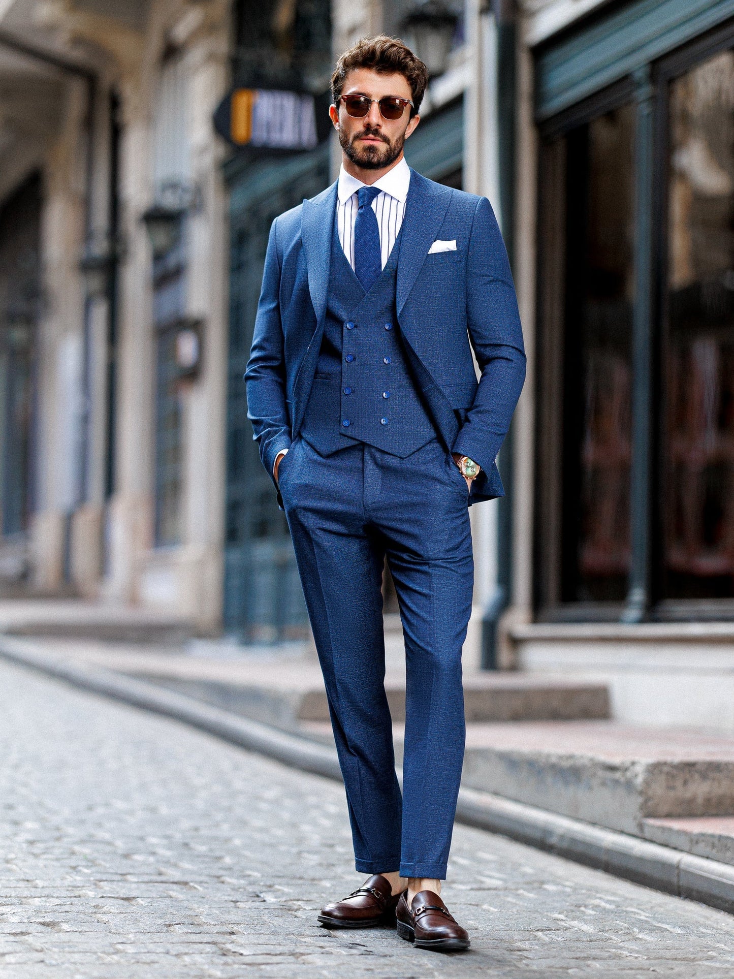 Navy Slim-Fit Suit 3-Piece VIOSSI