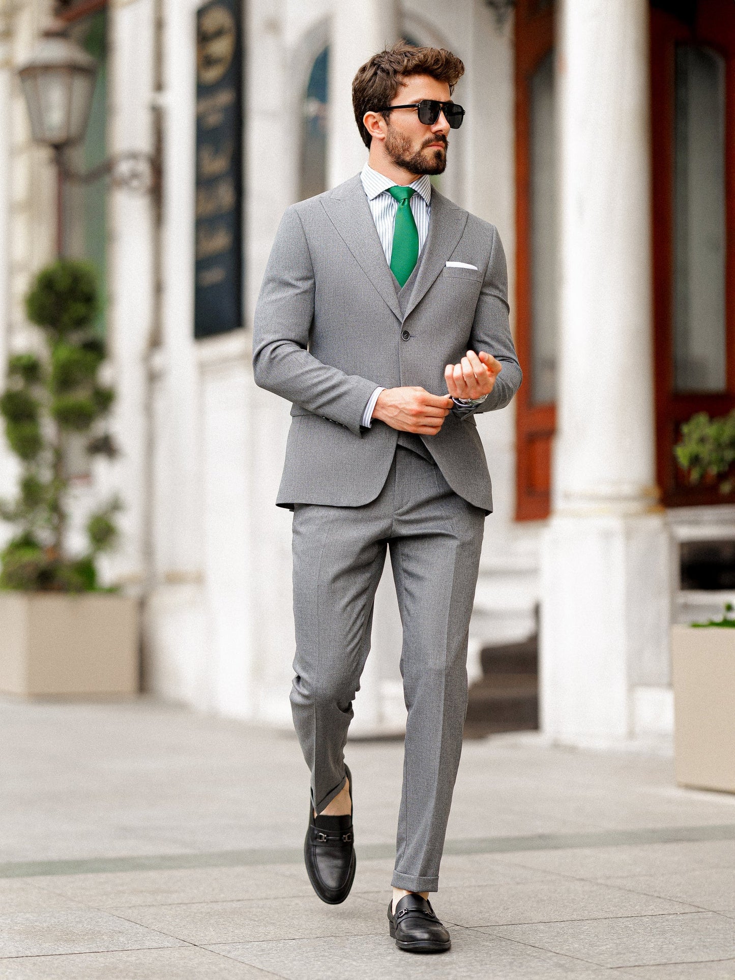 Grey Slim-Fit Suit 3-Piece VIOSSI