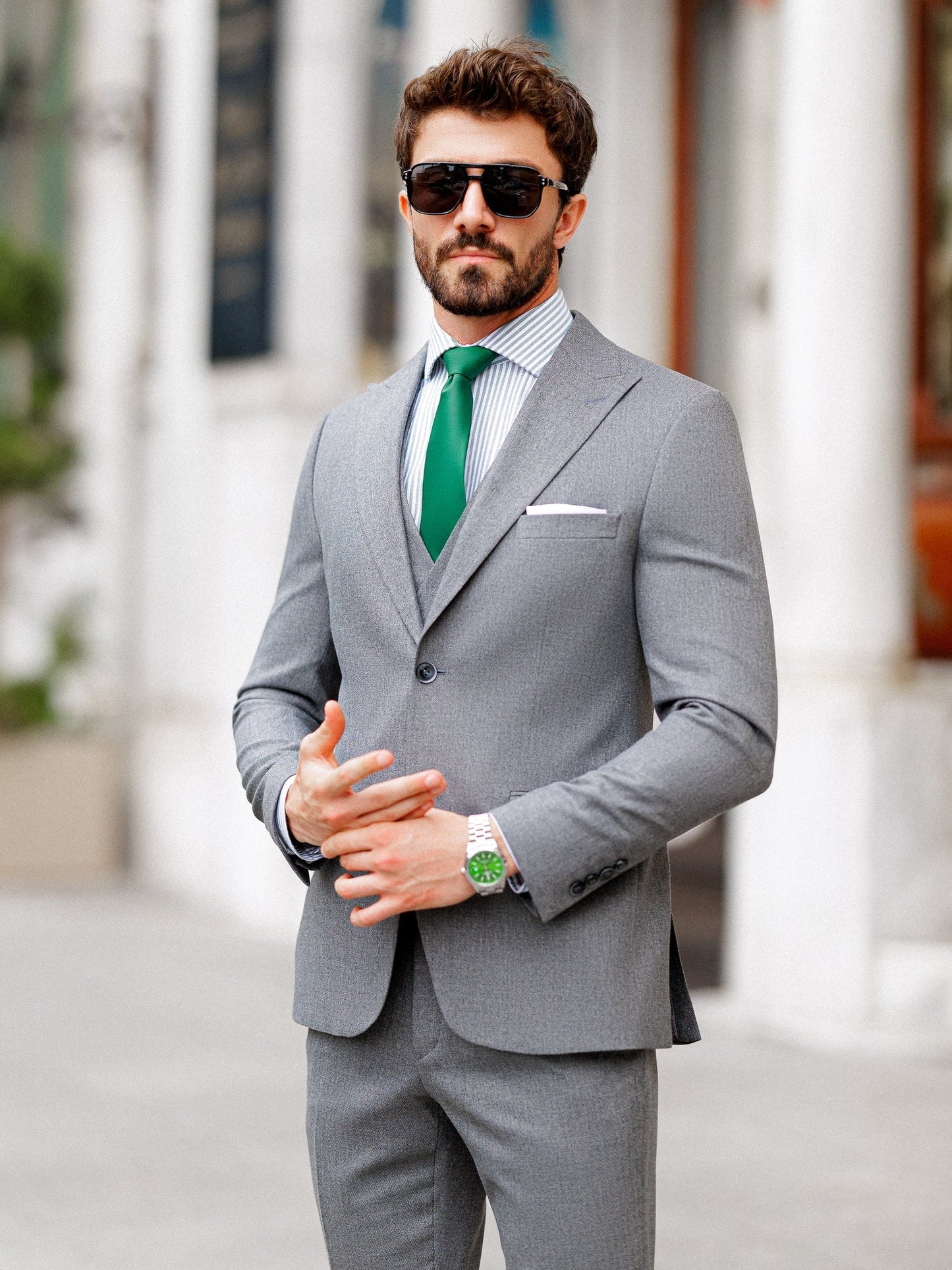 Grey Slim-Fit Suit 3-Piece VIOSSI