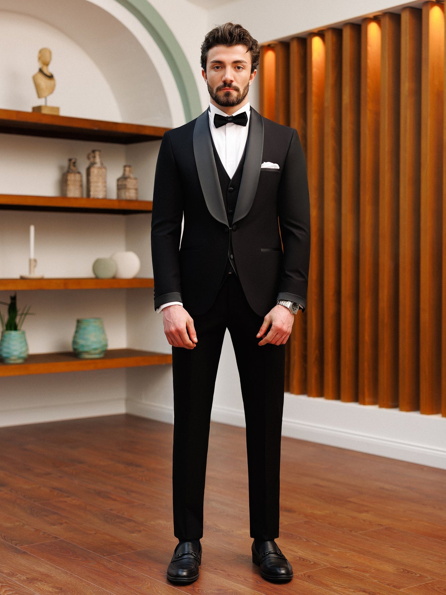Black Slim-Fit Tuxedo 3-Piece - BRABION