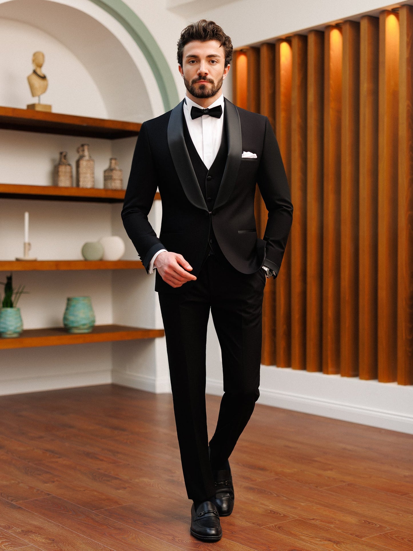 Black Slim-Fit Tuxedo 3-Piece - BRABION
