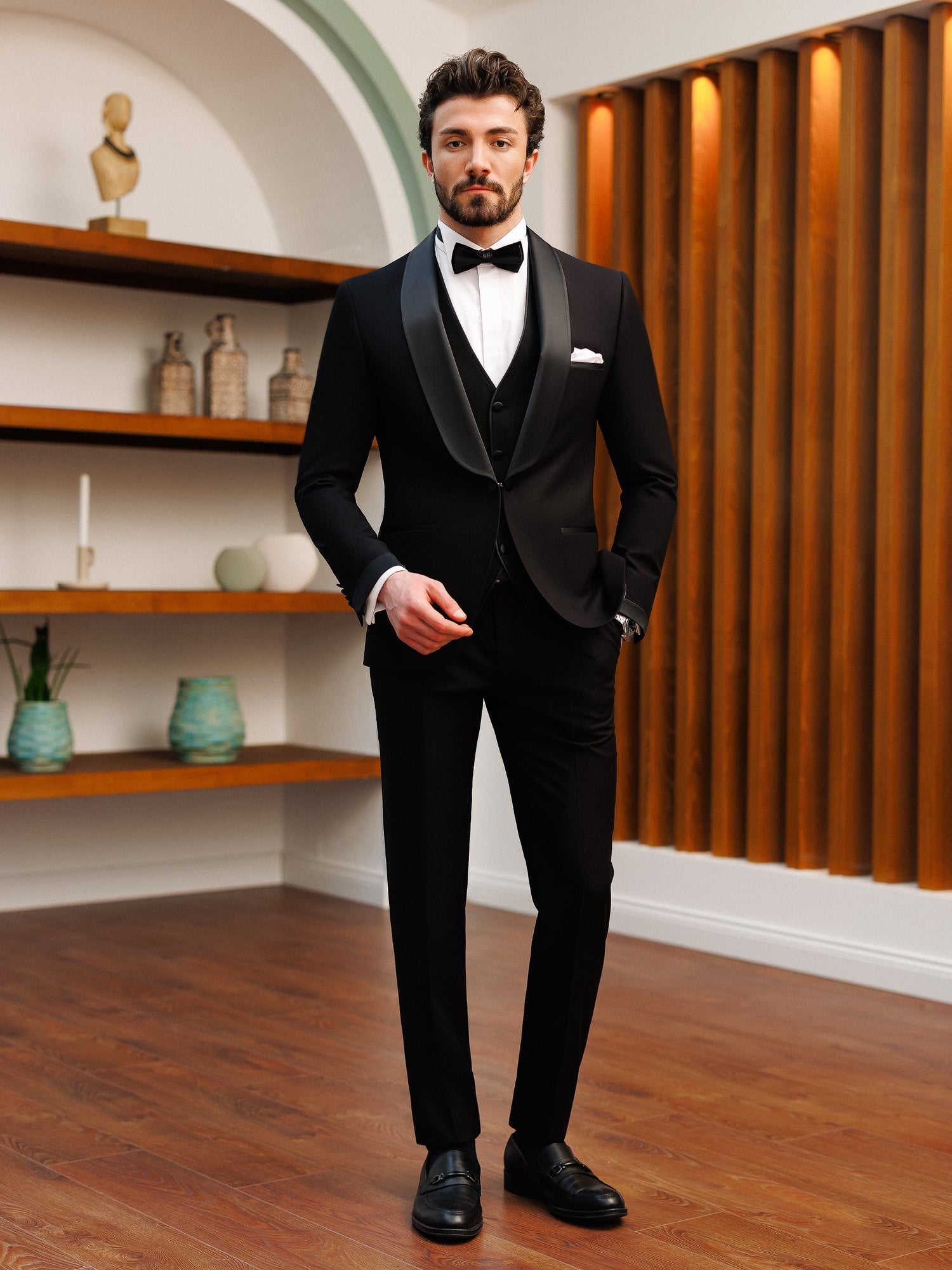 Black Slim-Fit Tuxedo 3-Piece - BRABION