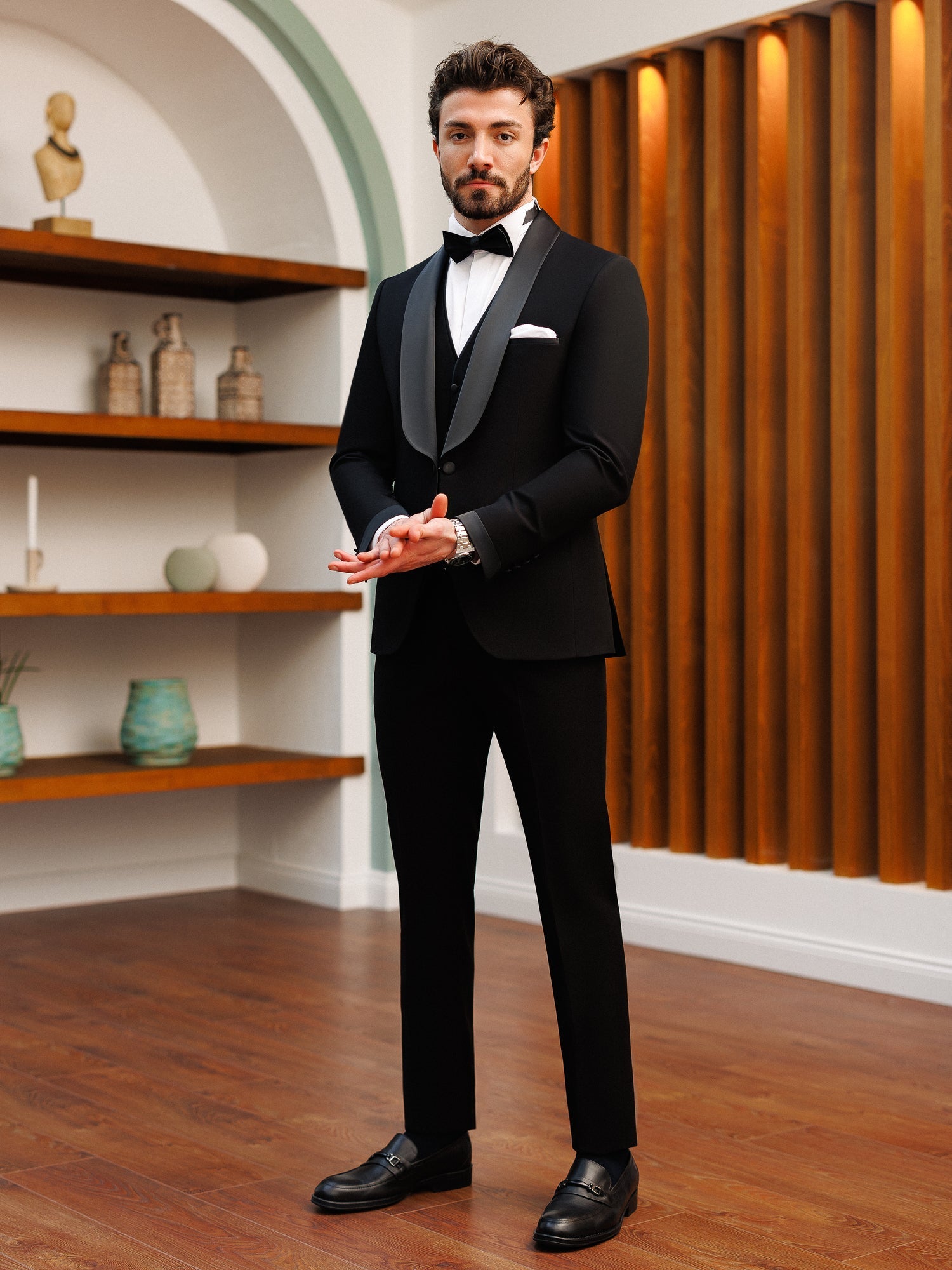 Black Slim-Fit Tuxedo 3-Piece - BRABION
