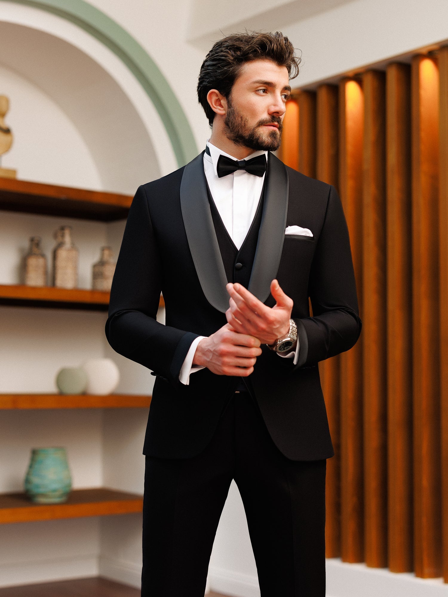 Black Slim-Fit Tuxedo 3-Piece - BRABION