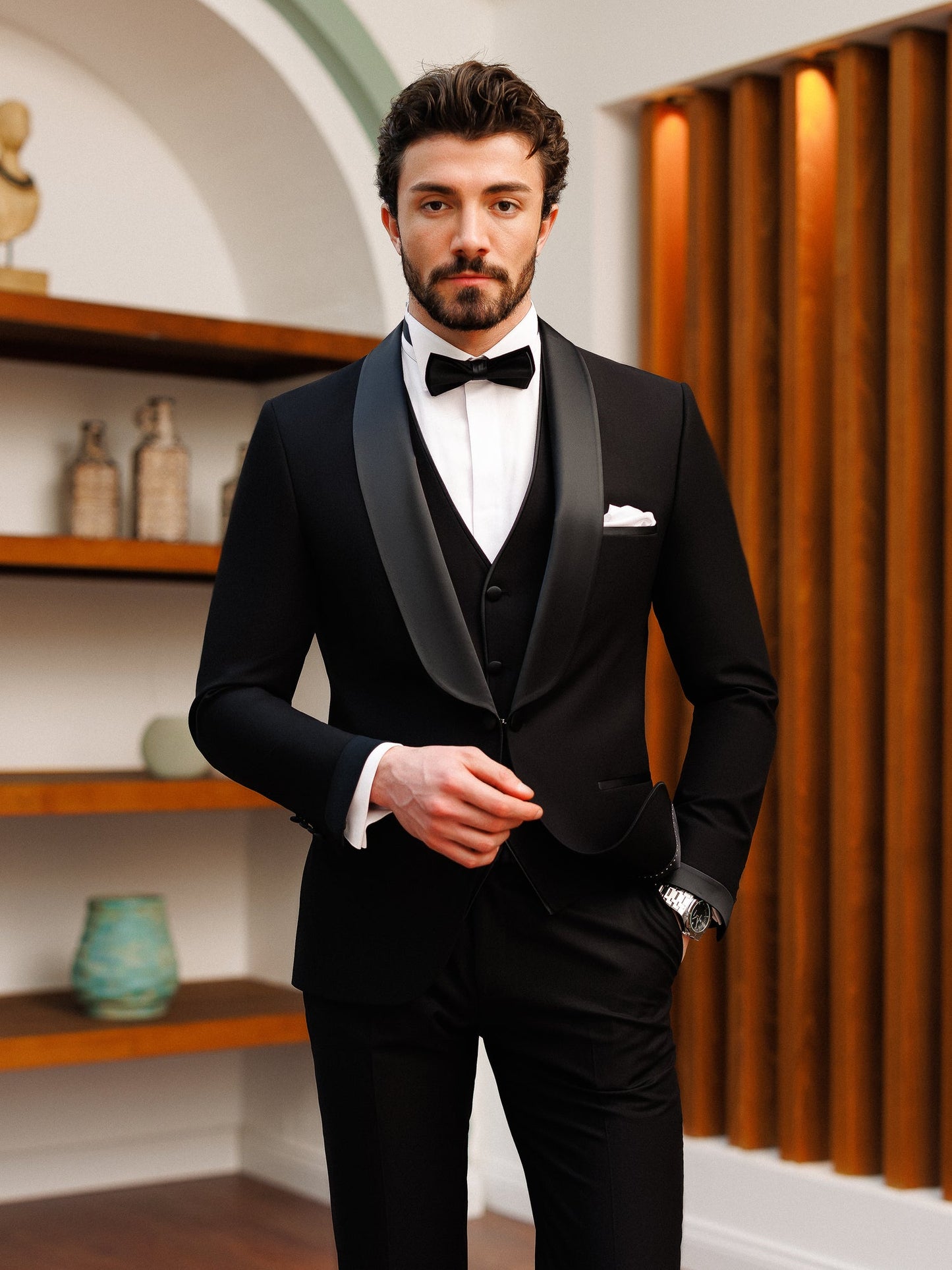 Black Slim-Fit Tuxedo 3-Piece - BRABION