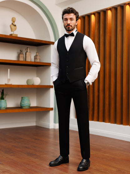 Black Slim-Fit Tuxedo 3-Piece - BRABION