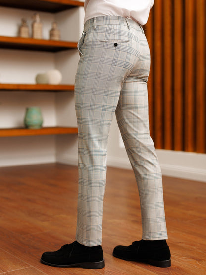 Grey Plaid Slim-Fit Pants VIOSSI