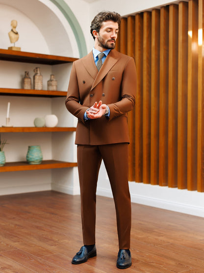 Brown Double Breasted Suit 2-Piece VIOSSI