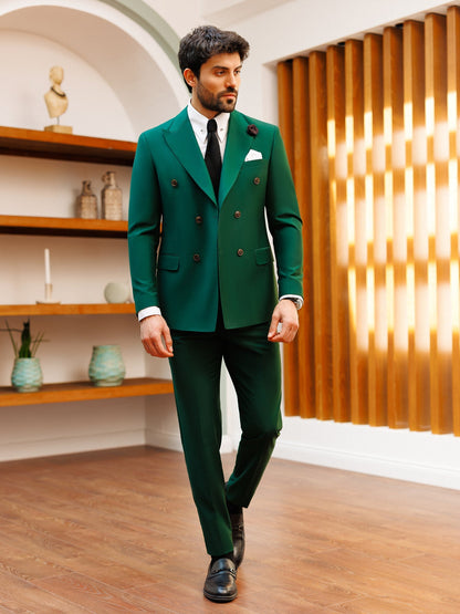 Green Double Breasted Suit 2-Piece VIOSSI