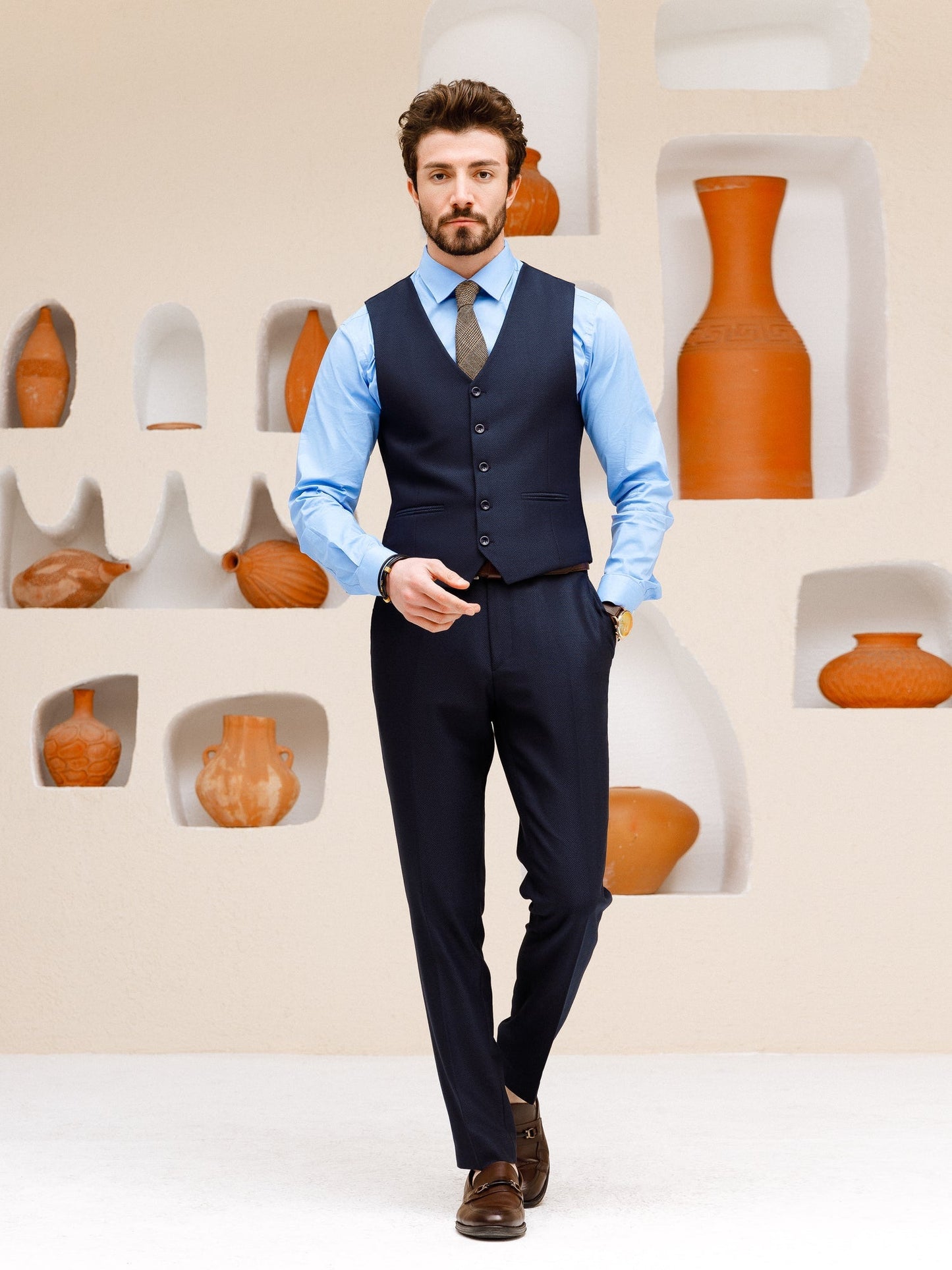 Navy Slim-Fit Suit 3-Piece VIOSSI