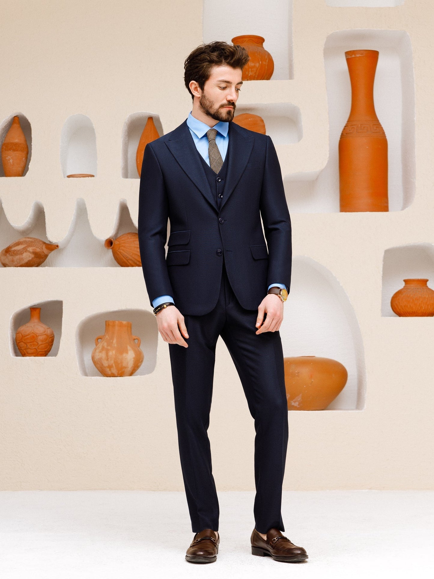 Navy Slim-Fit Suit 3-Piece VIOSSI