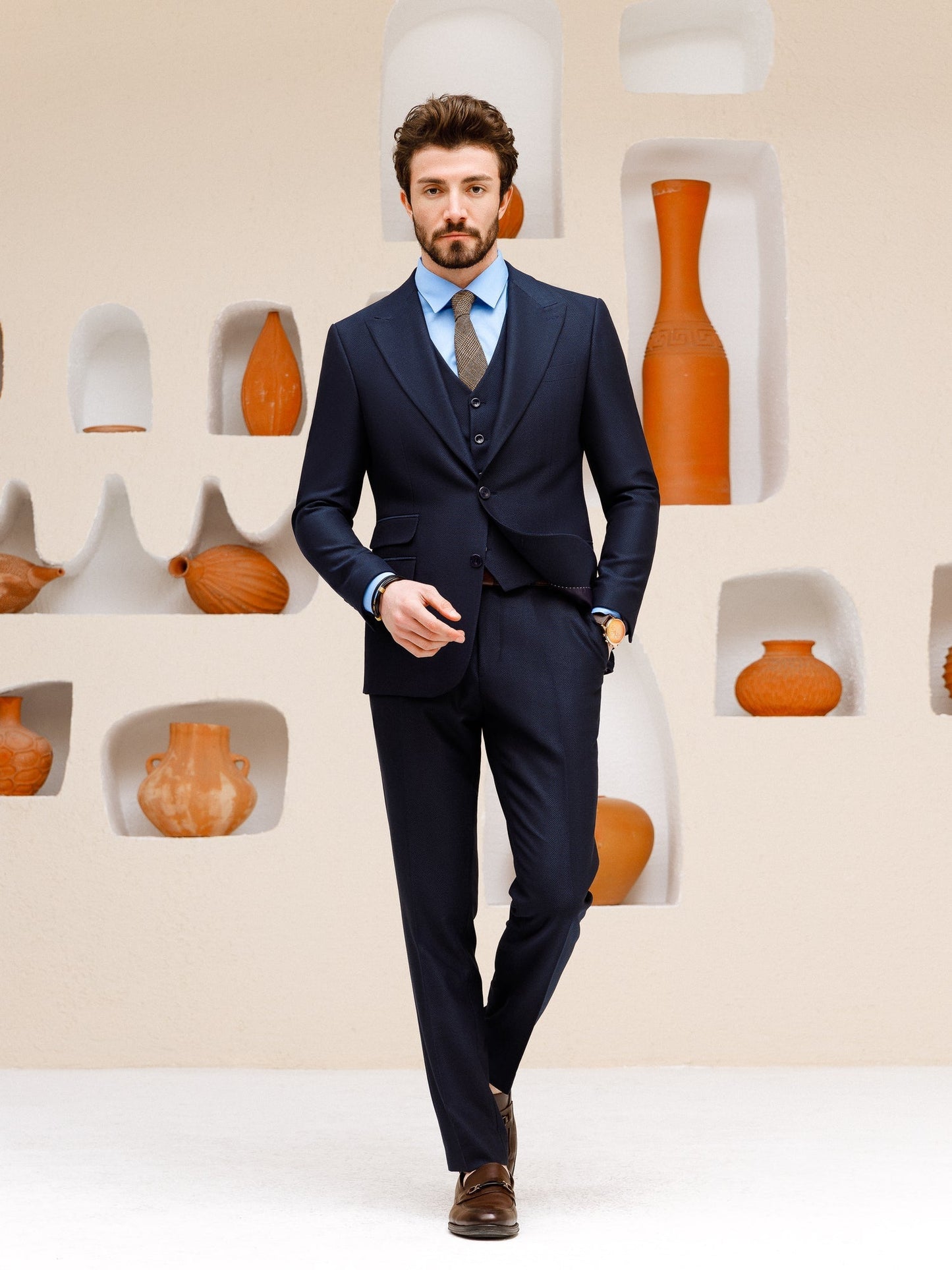 Navy Slim-Fit Suit 3-Piece VIOSSI