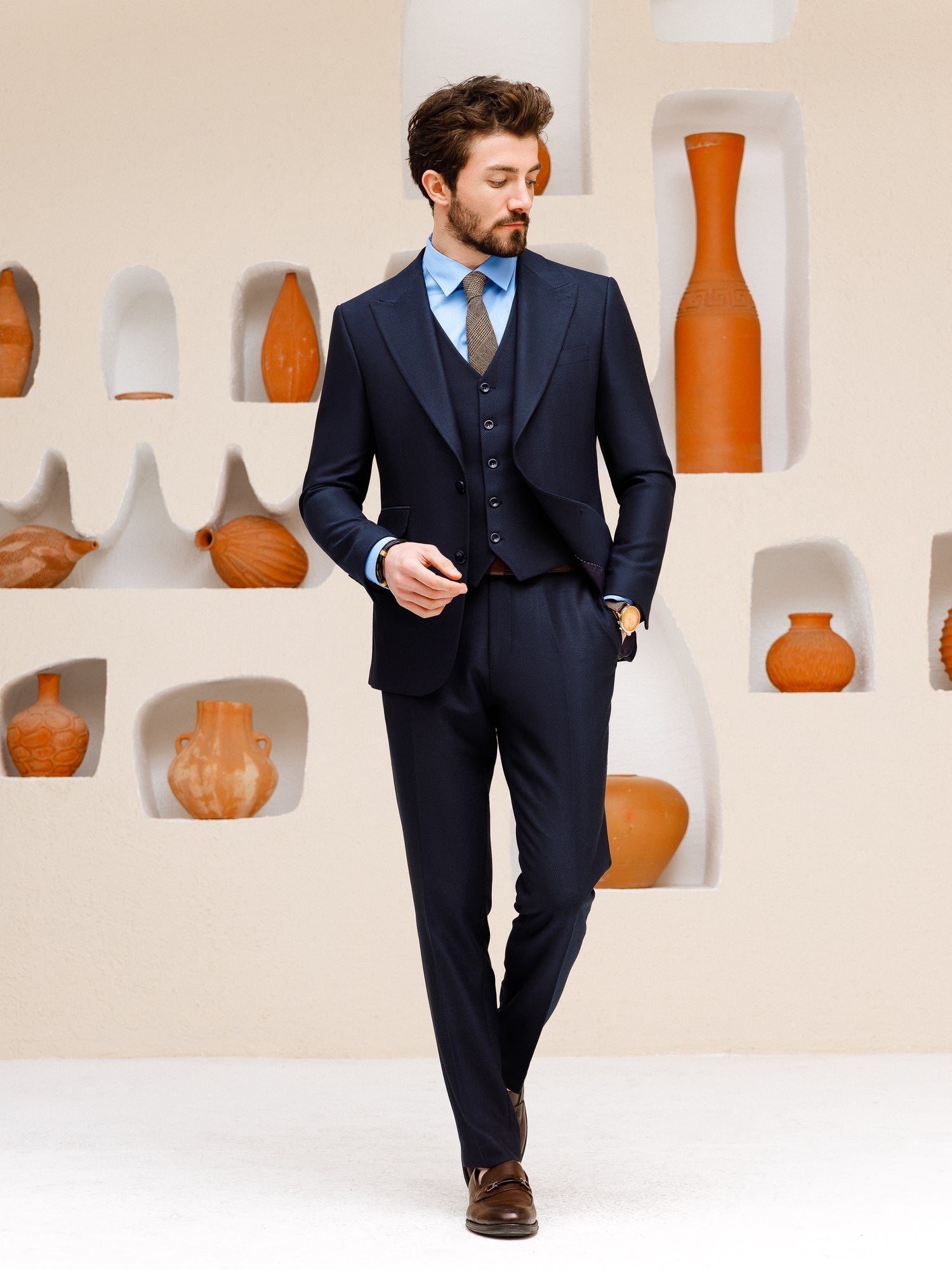 Navy Slim-Fit Suit 3-Piece VIOSSI