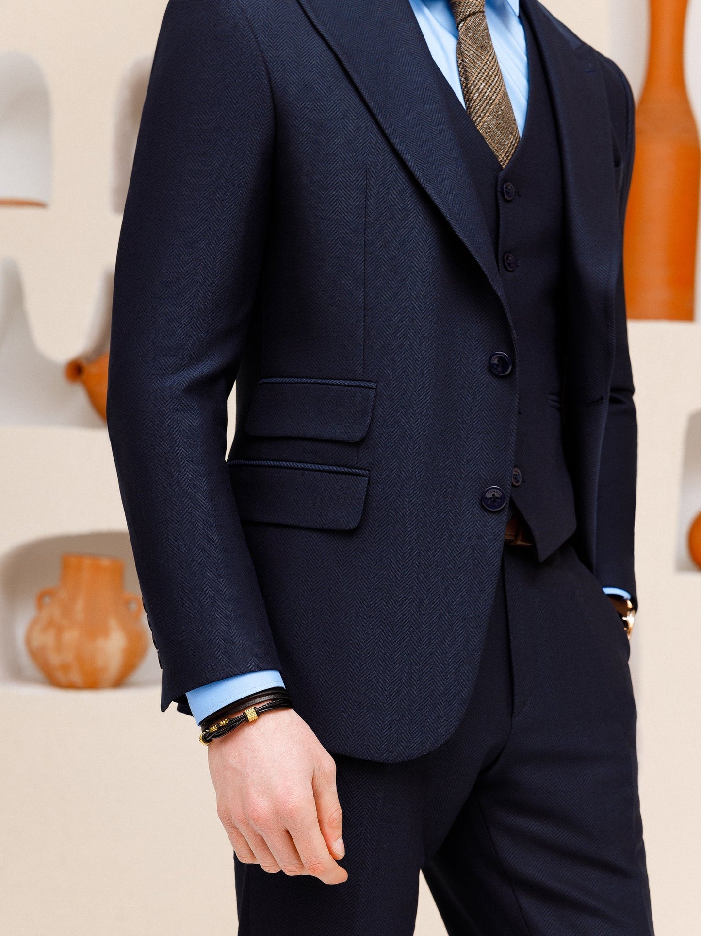 Navy Slim-Fit Suit 3-Piece VIOSSI