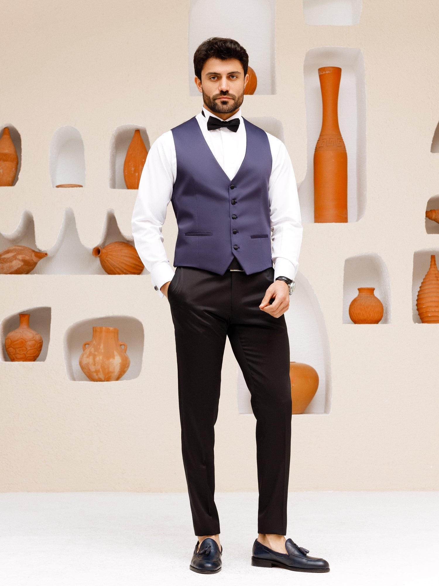 Navy Slim-Fit Tuxedo 3-Piece - BRABION