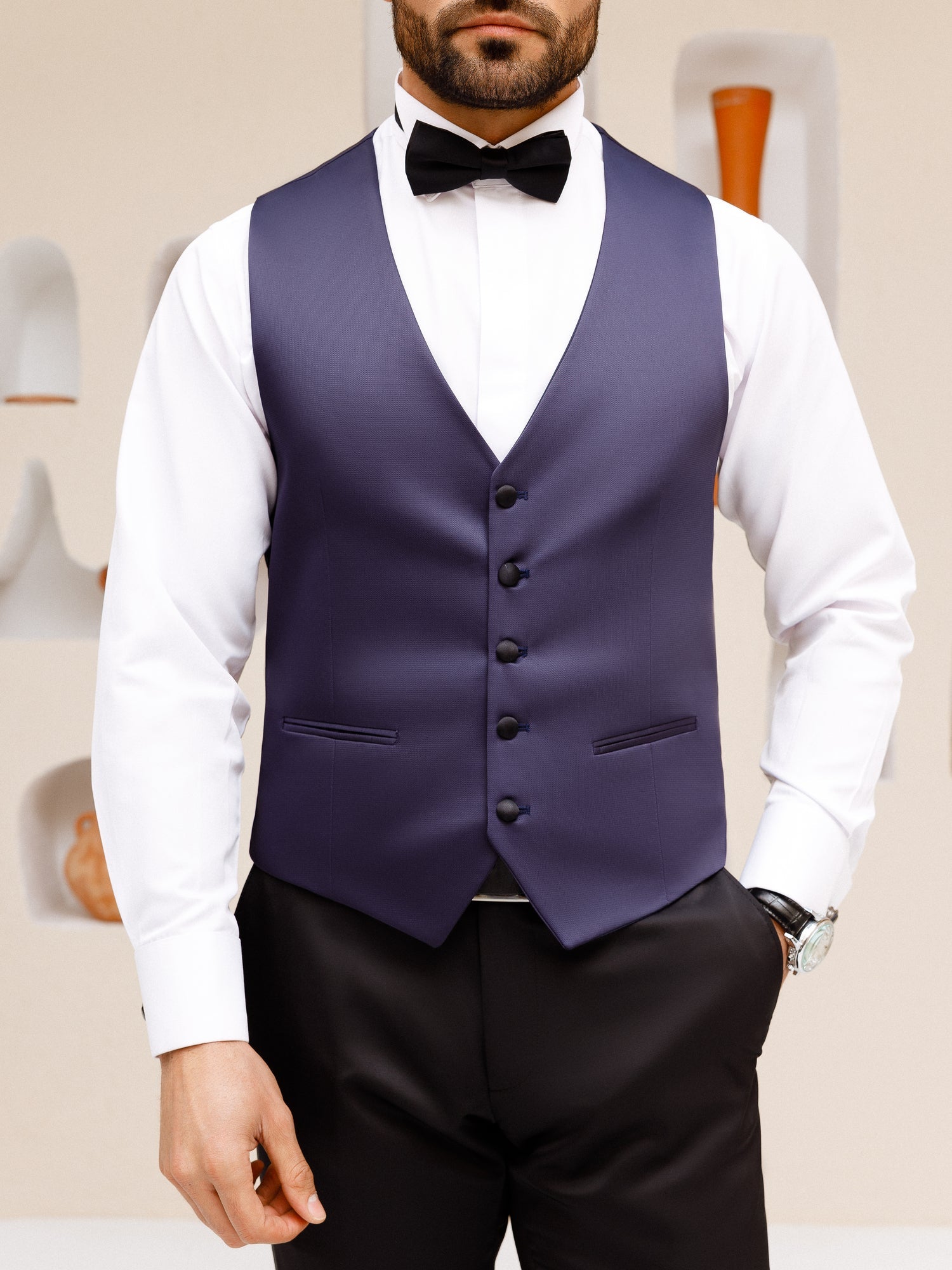 Navy Slim-Fit Tuxedo 3-Piece - BRABION