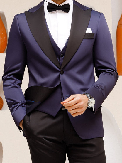 Navy Slim-Fit Tuxedo 3-Piece - BRABION