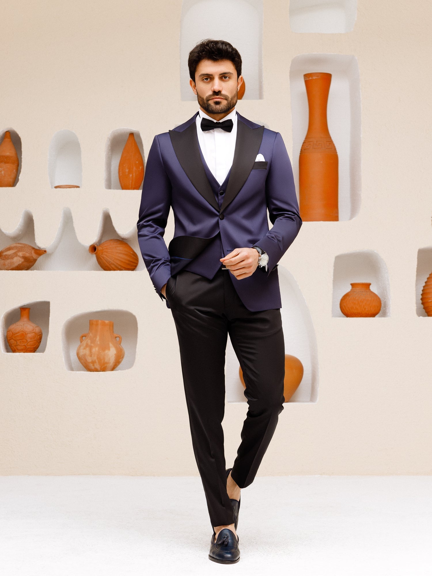 Navy Slim-Fit Tuxedo 3-Piece - BRABION