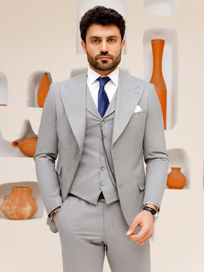 Grey Slim-Fit Suit 3-Piece VIOSSI