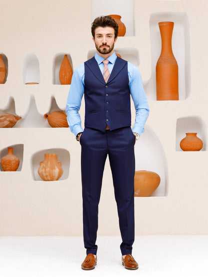 Navy Slim-Fit Suit 3-Piece VIOSSI