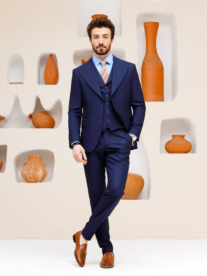 Navy Slim-Fit Suit 3-Piece VIOSSI