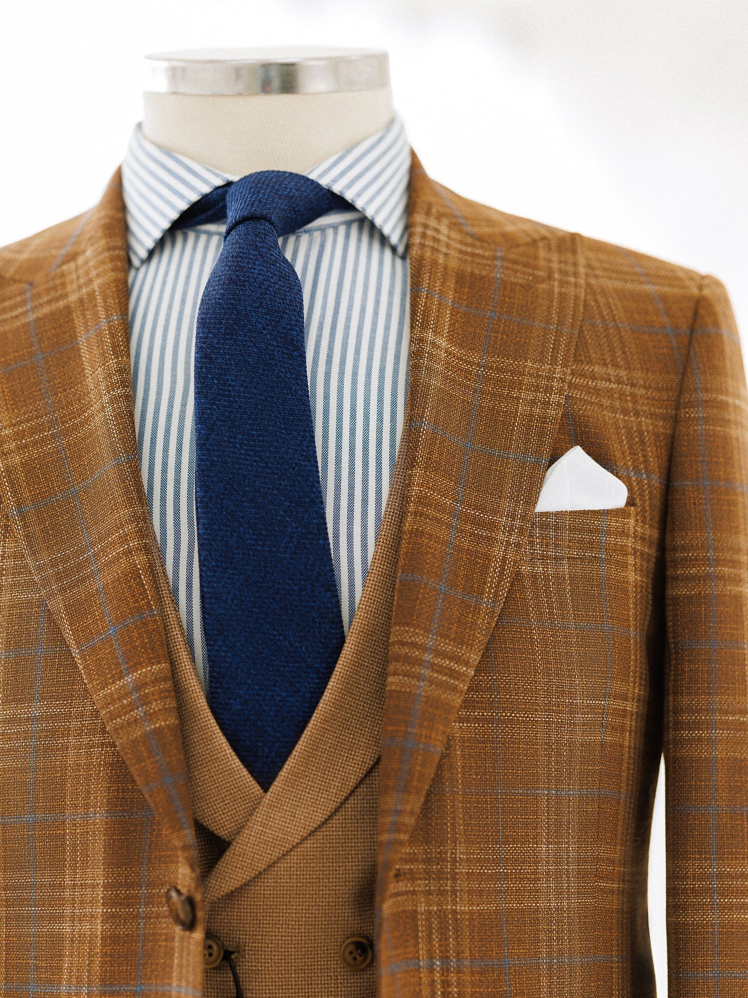 Brown Plaid Slim-Fit Suit 3-Piece VIOSSI