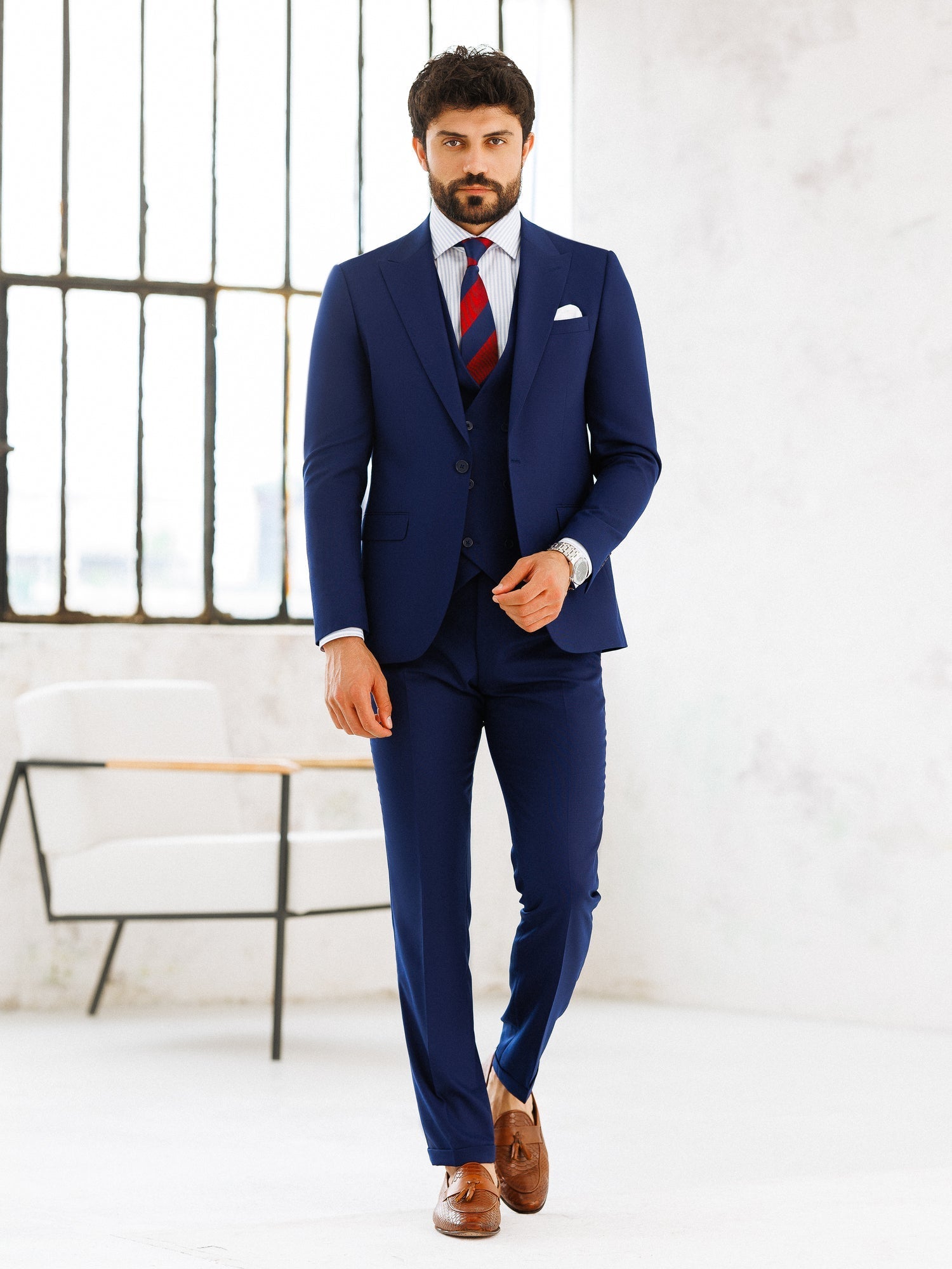 Navy Slim-Fit Suit 3-Piece VIOSSI