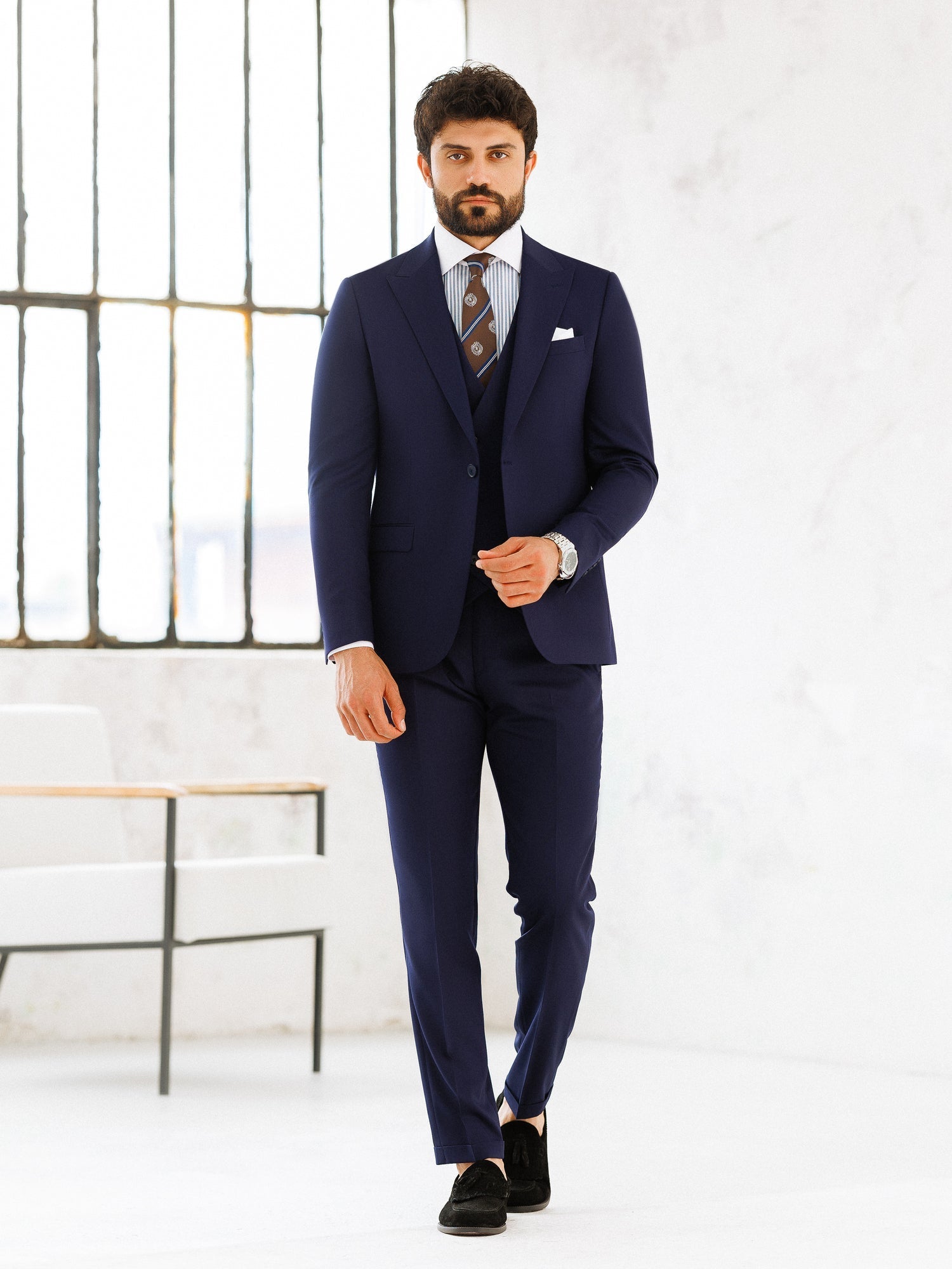 Deep Navy Slim-Fit Suit 3-Piece VIOSSI