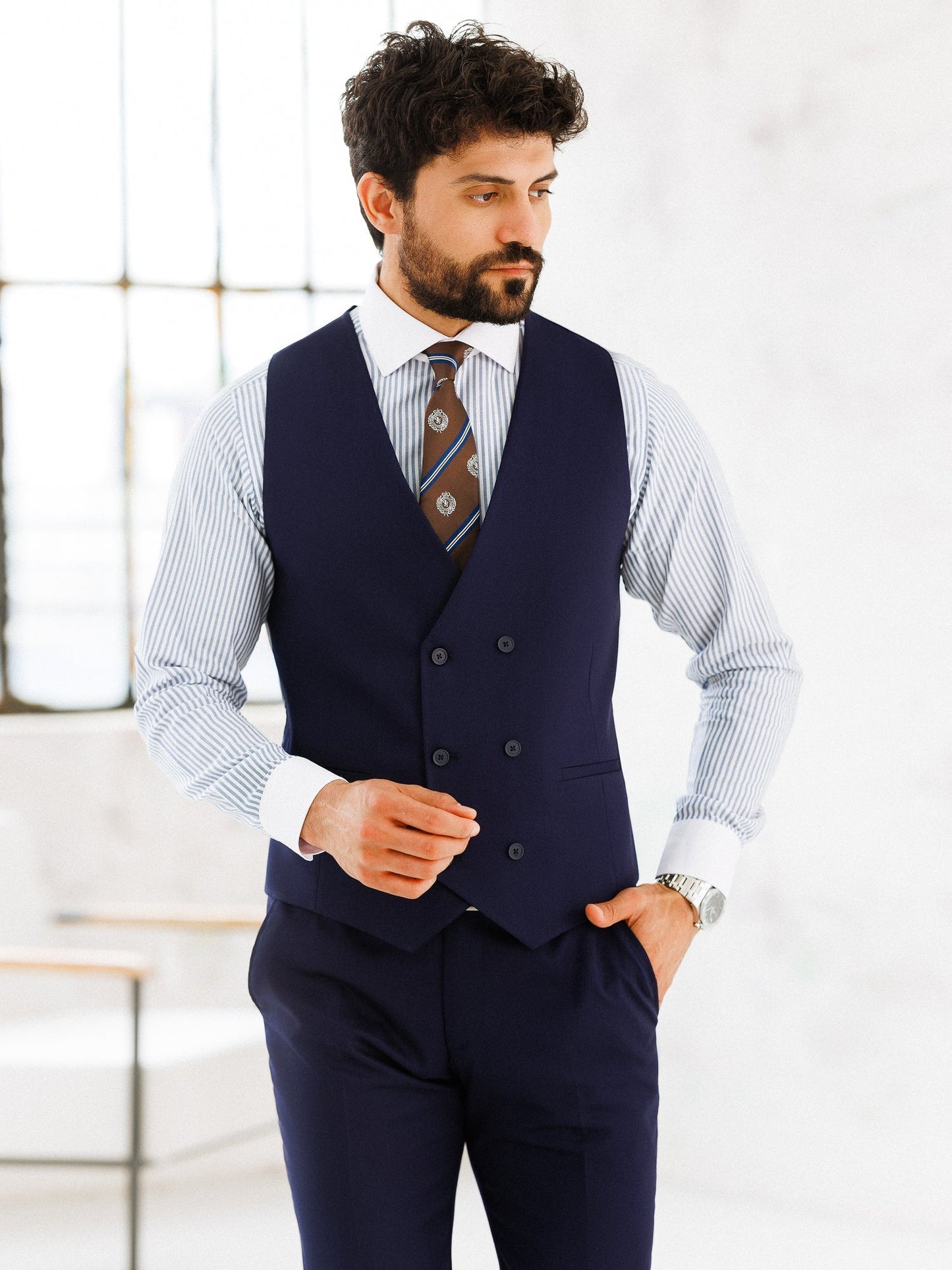 Deep Navy Slim-Fit Suit 3-Piece VIOSSI