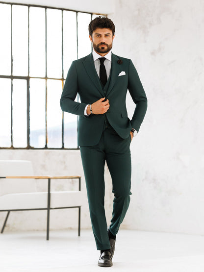 Green Slim-Fit Suit 3-Piece VIOSSI