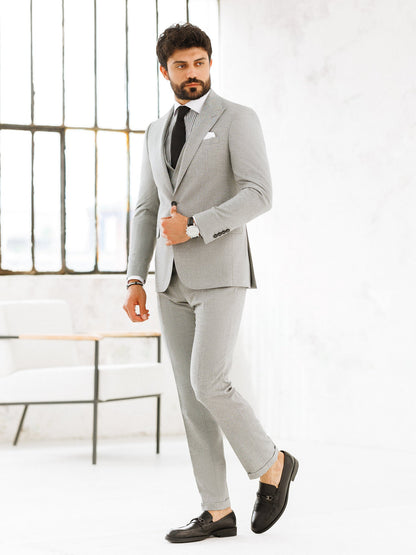 Light Grey Slim-Fit Suit 3-Piece VIOSSI