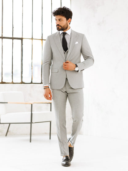 Light Grey Slim-Fit Suit 3-Piece VIOSSI