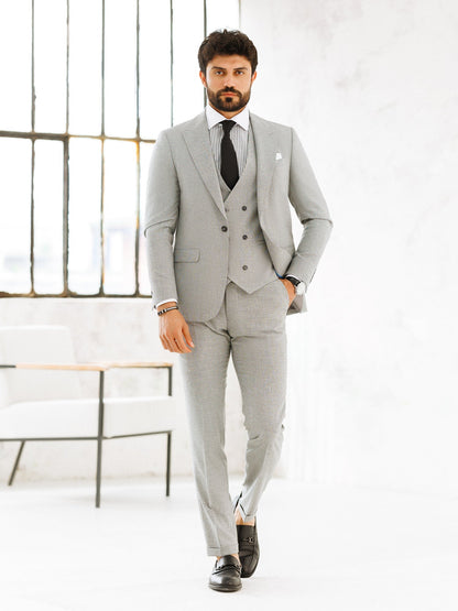 Light Grey Slim-Fit Suit 3-Piece VIOSSI