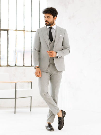 Light Grey Slim-Fit Suit 3-Piece VIOSSI