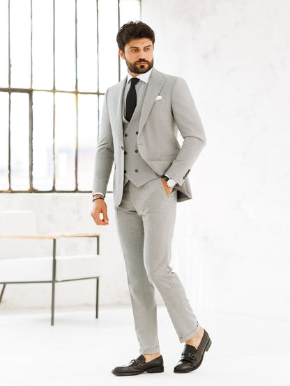 Light Grey Slim-Fit Suit 3-Piece VIOSSI