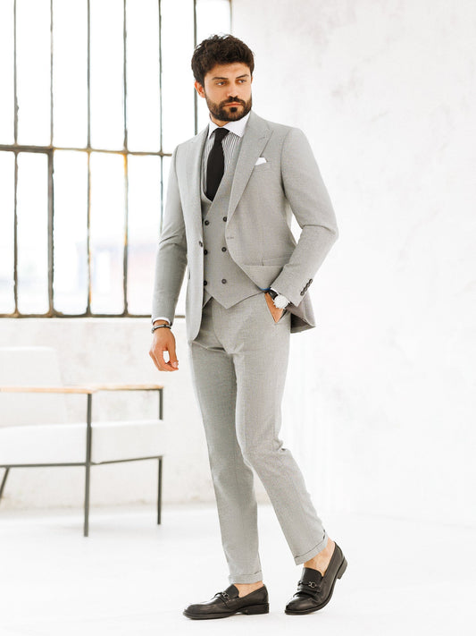Light Grey Slim-Fit Suit 3-Piece VIOSSI