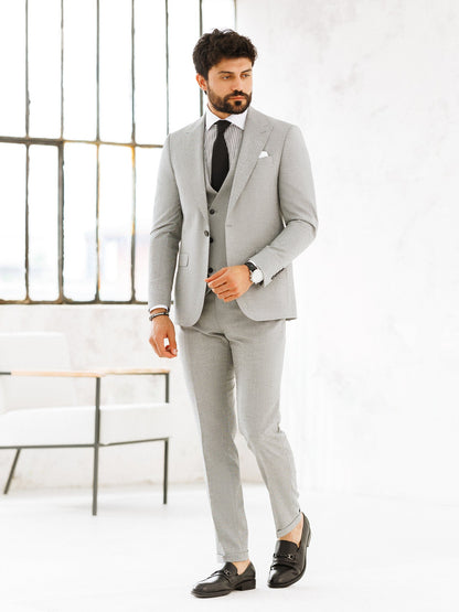 Light Grey Slim-Fit Suit 3-Piece VIOSSI
