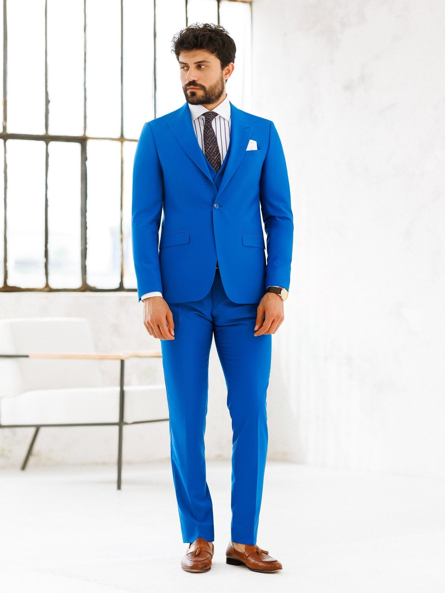 Blue Slim-Fit Suit 3-Piece VIOSSI