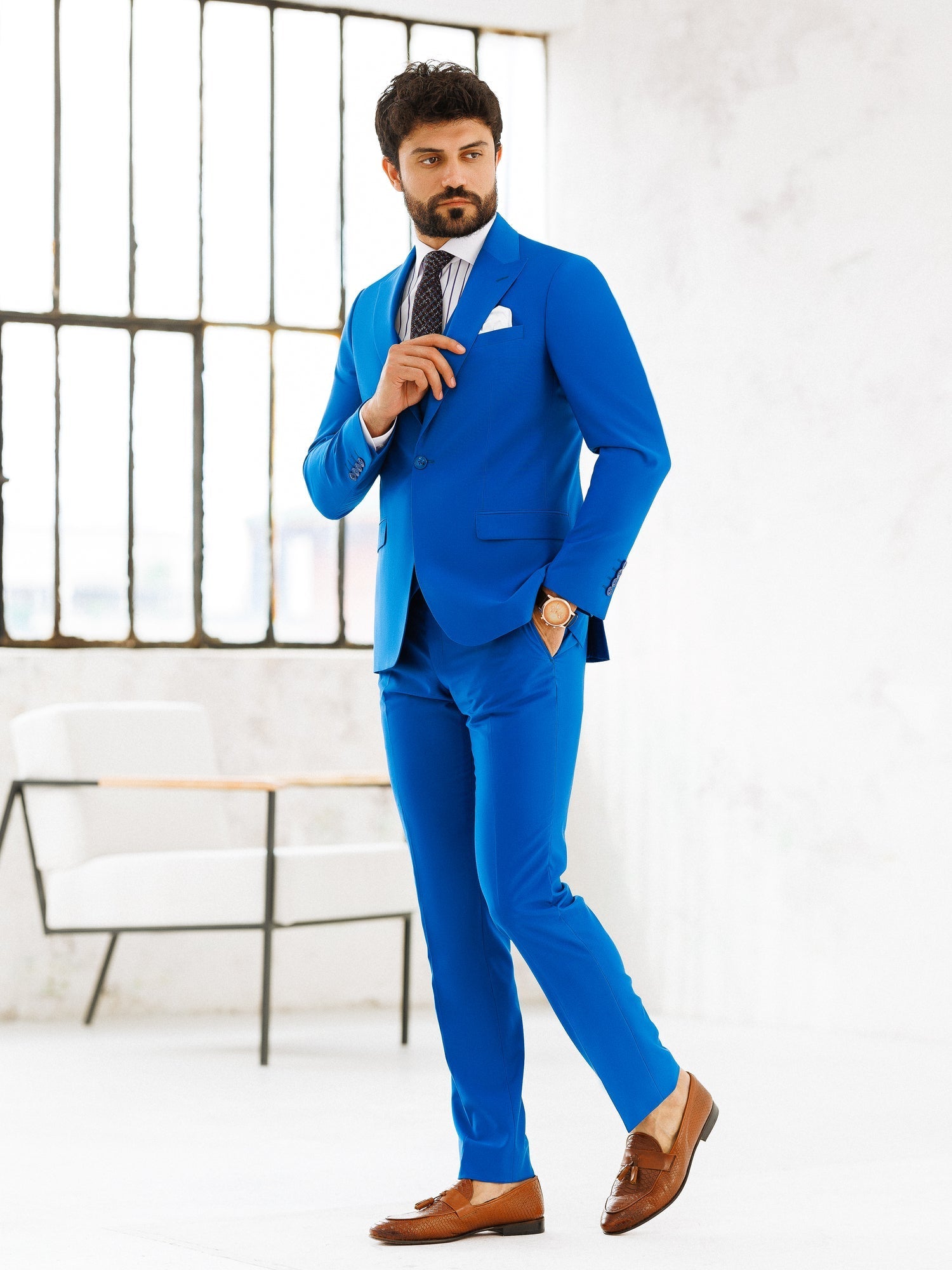 Blue Slim-Fit Suit 3-Piece VIOSSI