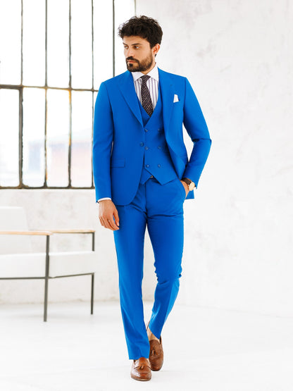 Blue Slim-Fit Suit 3-Piece VIOSSI