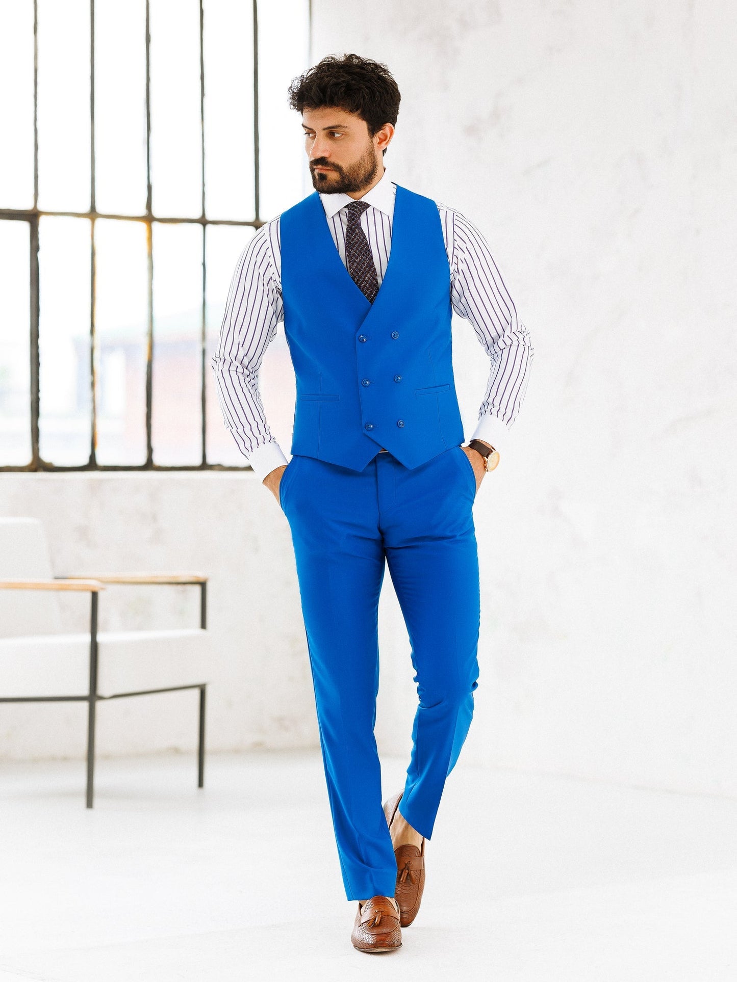 Blue Slim-Fit Suit 3-Piece VIOSSI