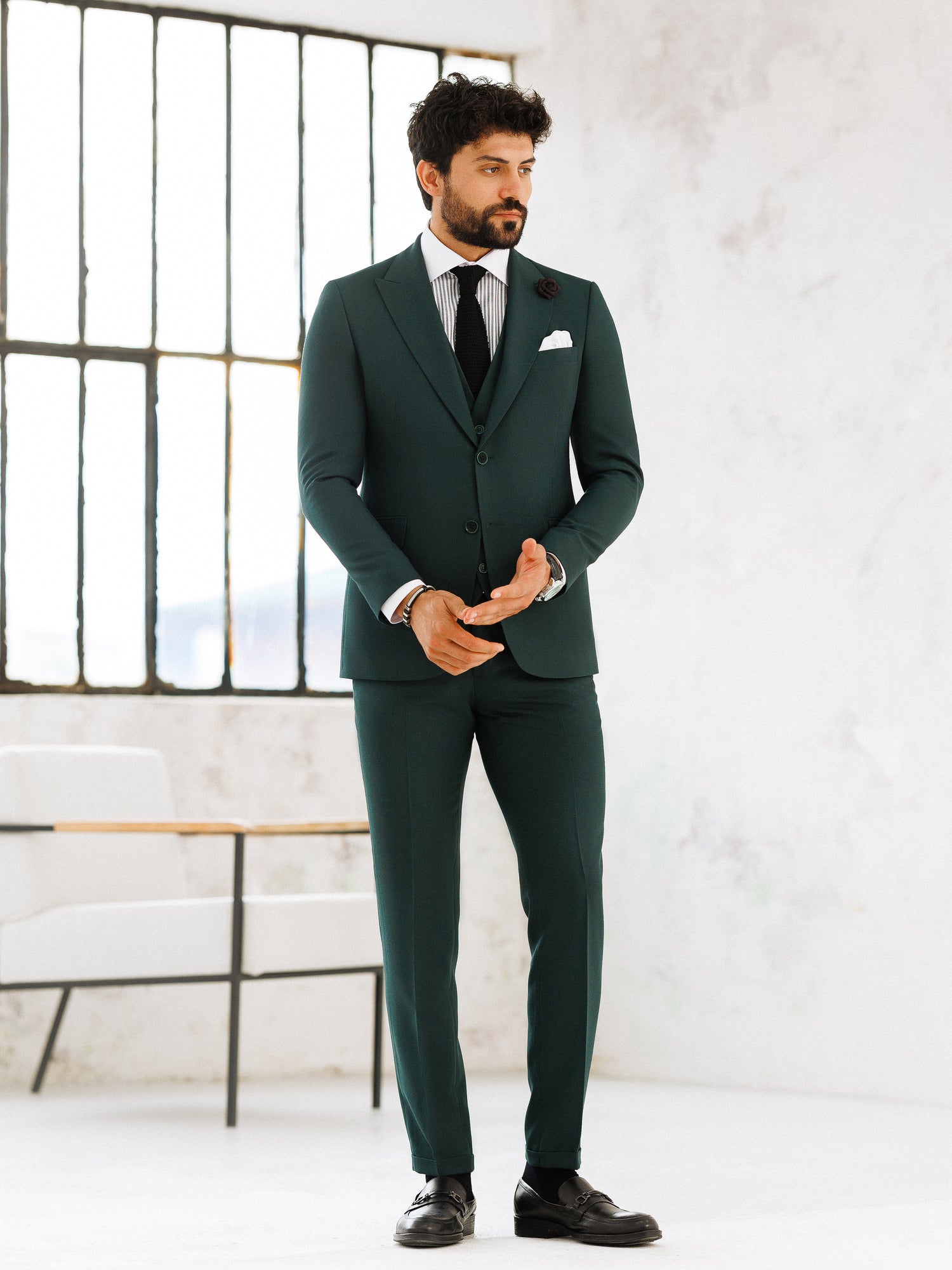 Green Slim-Fit Suit 3-Piece VIOSSI