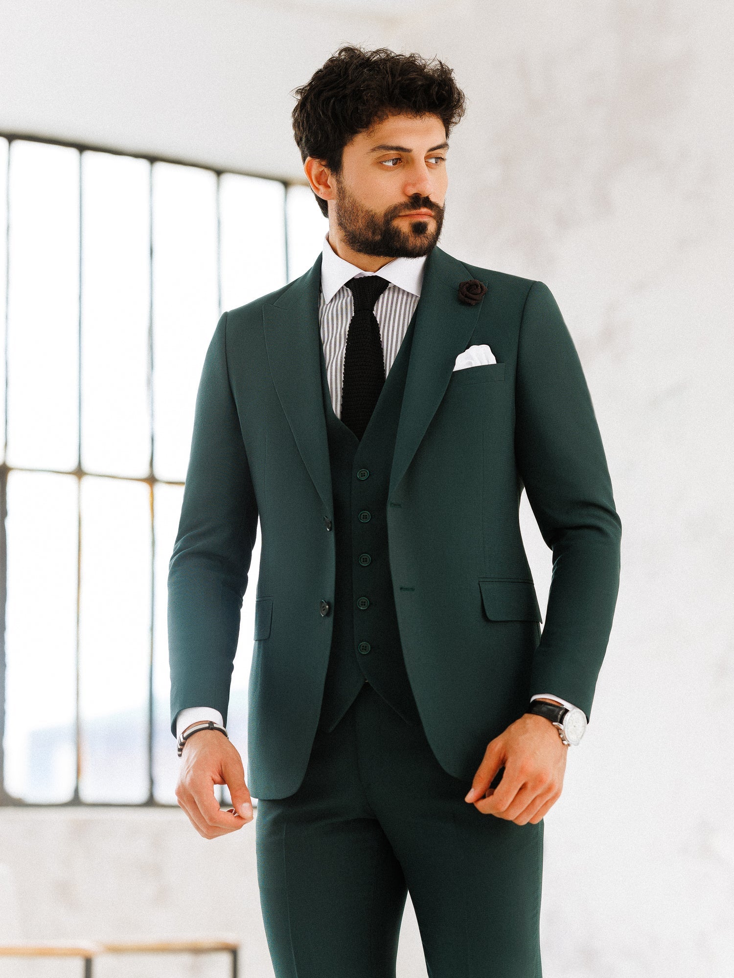 Green Slim-Fit Suit 3-Piece VIOSSI