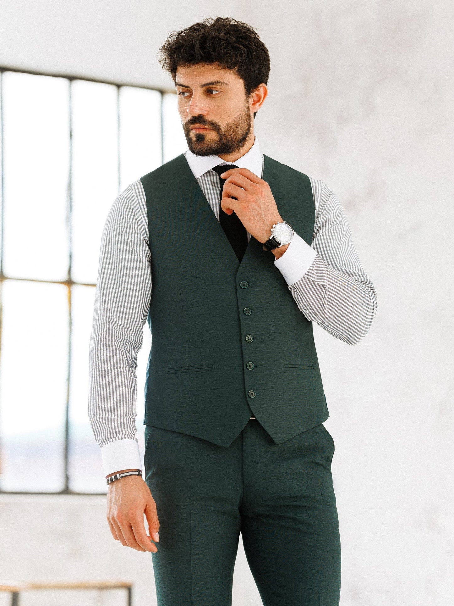 Green Slim-Fit Suit 3-Piece VIOSSI