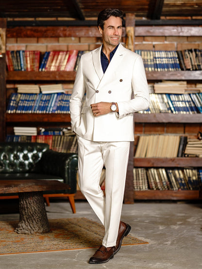 White Double Breasted Suit 2-Piece VIOSSI