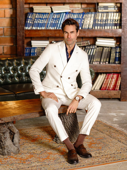 White Double Breasted Suit 2-Piece VIOSSI